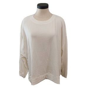 Found NEW Women's Shirt Rayon Long Sleeve White Crew Neck Large Loose Fit.